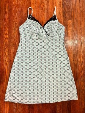 Women’s Small Simple Pleasures Blue Black Slip Nightgown Pajamas
